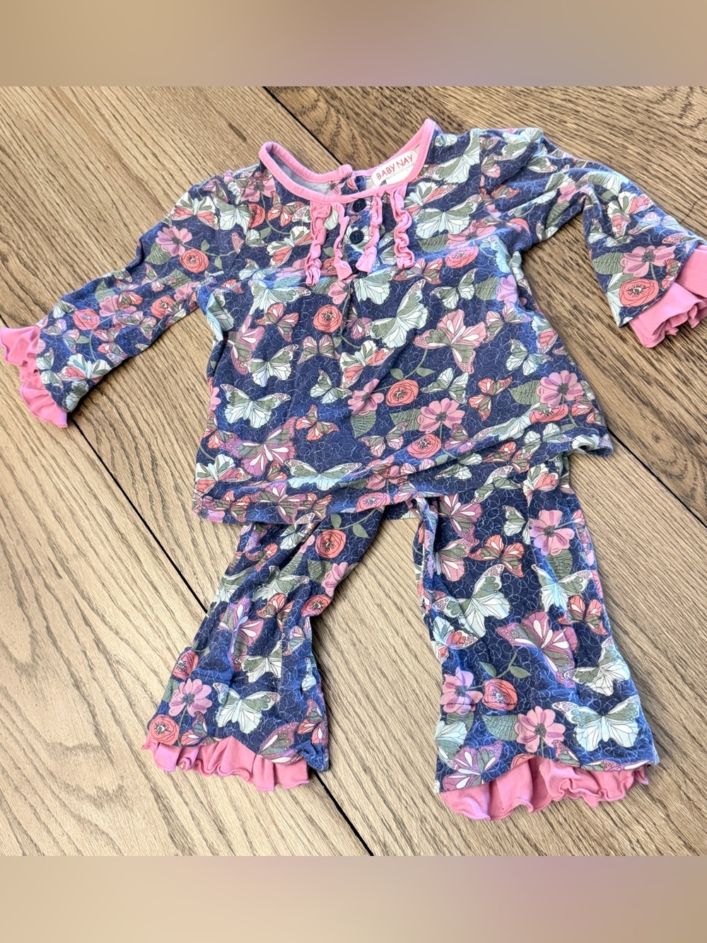 Baby Nay 2-Piece Girls Butterfly Outfit Sz 24m (2T) SOFT Ruffles BHH